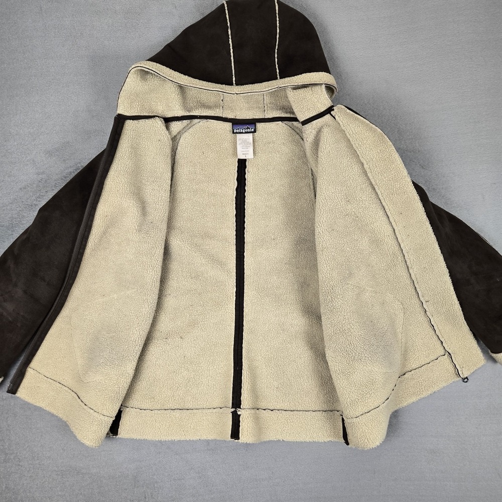 Patagonia Shearling Fleece Hoody Womens Large Brown Full Zip Coat Jacket 27030 - Picture 3 of 7